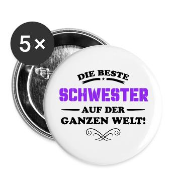 die beste schwester - Buttons klein 25 mm (5er Pack) - Weiß - Vorne