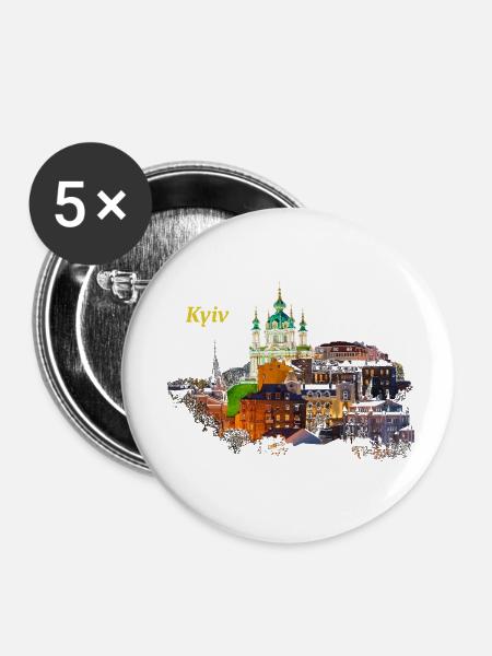 Kiew - Buttons klein 25 mm (5er Pack) - Weiß