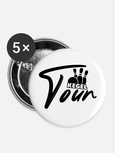 Kegeltour - Buttons klein 25 mm (5er Pack) - Weiß
