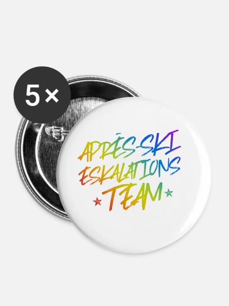 Apres Ski Eskalation - Buttons klein 25 mm (5er Pack) - Weiß