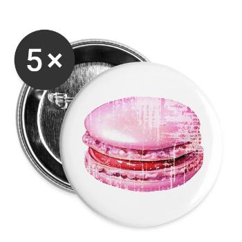 Pink Macaron - Buttons small 1''/25 mm (5-pack) - white - Front