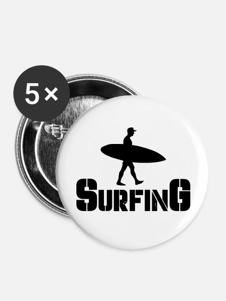 surfing - Buttons klein 25 mm (5er Pack) - Weiß