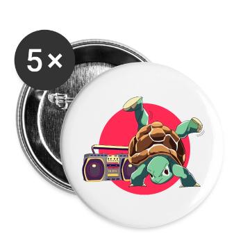 Breakdance Turtle Loco Animal Squad - Buttons small 1''/25 mm (5-pack) - white - Front