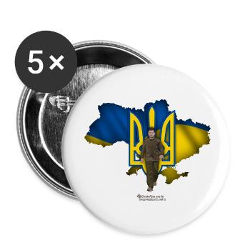 Ukraine Umriss Dreizack Selenskyj - Buttons klein 25 mm (5er Pack) - Weiß - Vorne