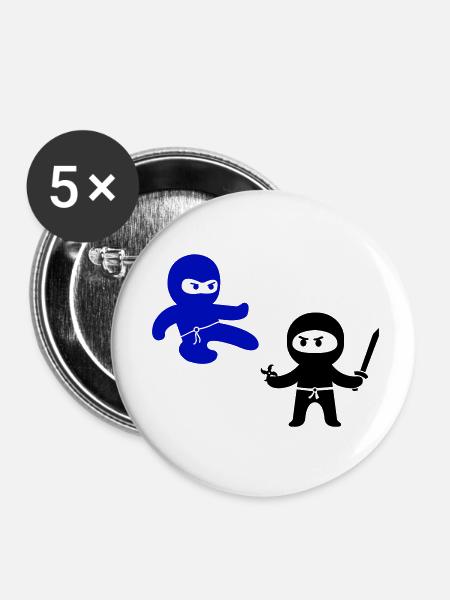 ninjas - Buttons klein 25 mm (5er Pack) - Weiß