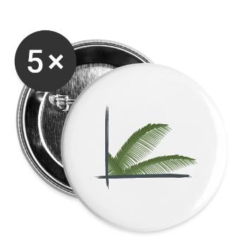 Palm leaves framed in brush frames - Buttons small 1''/25 mm (5-pack) - white - Front