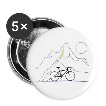 Vélo et montagnes - Lot de 5 petits badges (25 mm) - blanc - Devant