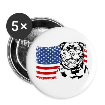 Staffordshire Bull Terrier Amerika Fahne Hunde - Buttons klein 25 mm (5er Pack) - Weiß - Vorne