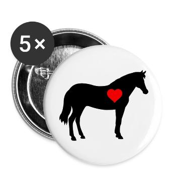 Horse - Buttons small 1''/25 mm (5-pack) - white - Front