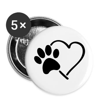 pfote herz - Buttons klein 25 mm (5er Pack) - Weiß - Vorne