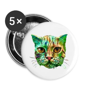 Colorful cat - Buttons small 1''/25 mm (5-pack) - white - Front