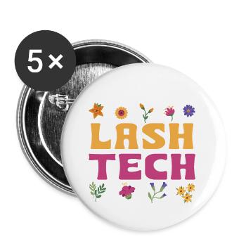 Technicienne en cils - Lot de 5 petits badges (25 mm) - blanc - Devant
