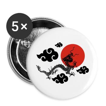 L'envol du dragon noir - Lot de 5 petits badges (25 mm) - blanc - Devant