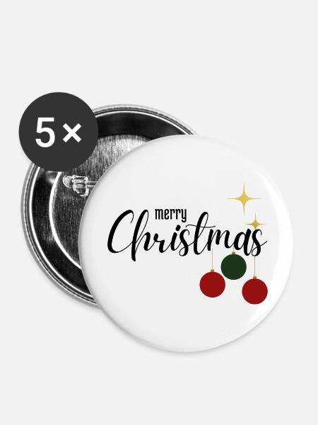 Merry Christmas - Buttons klein 25 mm (5er Pack) - Weiß