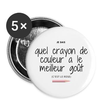 Le crayon rose a meilleur goût - Lot de 5 petits badges (25 mm) - blanc - Devant