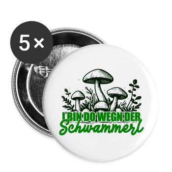 Pilzsammler Lustiger Spruch - Buttons klein 25 mm (5er Pack) - Weiß - Vorne