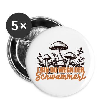 Pilze Pilzsammler Spruch - Buttons klein 25 mm (5er Pack) - Weiß - Vorne