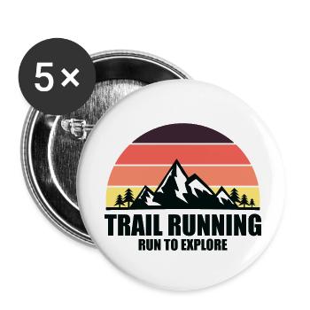 Trail Run Ultra Running Trekking en montagne Course à pied - Lot de 5 petits badges (25 mm) - blanc - Devant