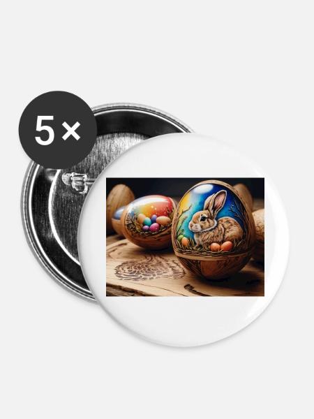 Kaninchen - Buttons klein 25 mm (5er Pack) - Weiß