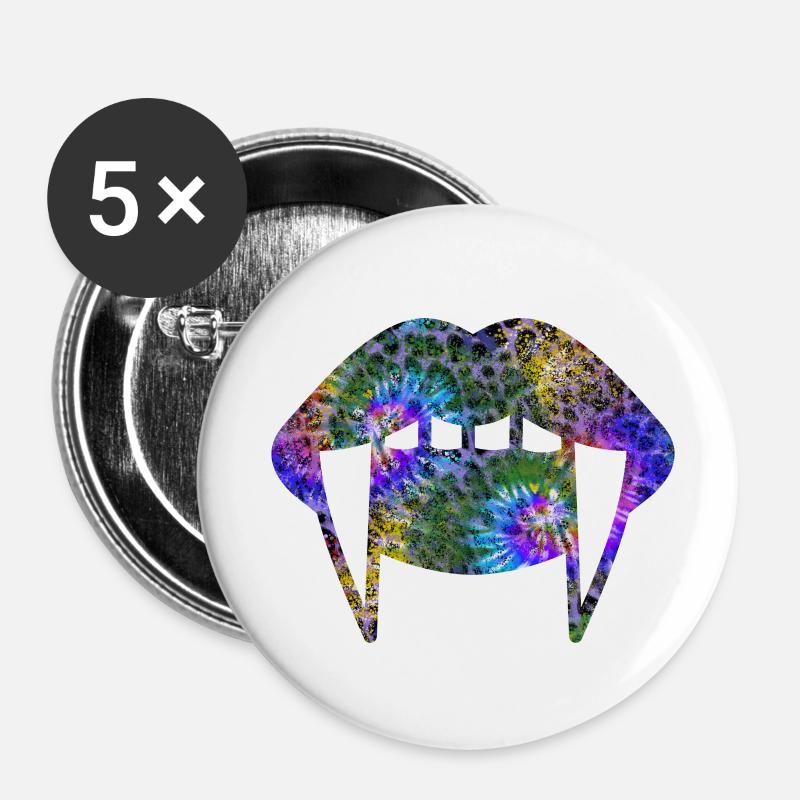 Groovy Vampirelips Blue Purple - Buttons small 1''/25 mm (5-pack) - white