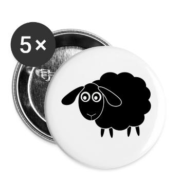 Mouton noir - Lot de 5 petits badges (25 mm) - blanc - Devant