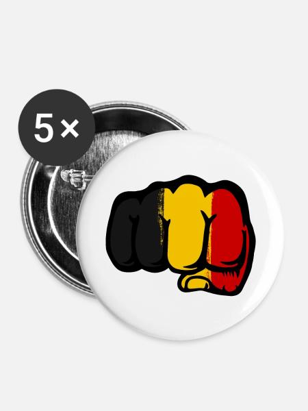Belgien Flagge Hand Faust - Buttons klein 25 mm (5er Pack) - Weiß