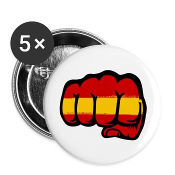 Drapeau de l’Espagne main poing - Lot de 5 petits badges (25 mm) - blanc - Devant