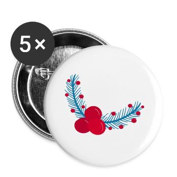 Feuilles et baies de houx de Noël1 - Lot de 5 petits badges (25 mm) - blanc - Devant