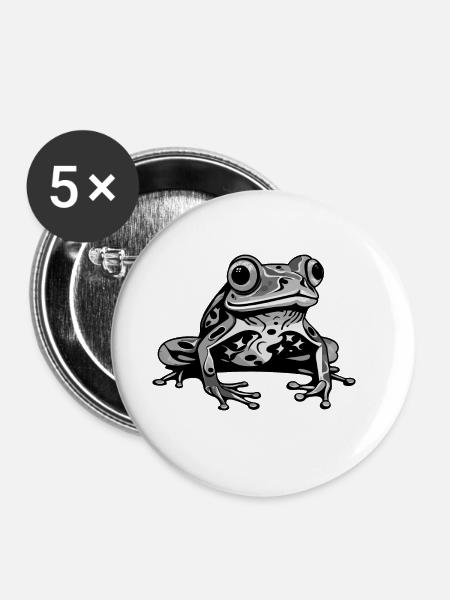Frosch Tier Amphibie - Buttons klein 25 mm (5er Pack) - Weiß