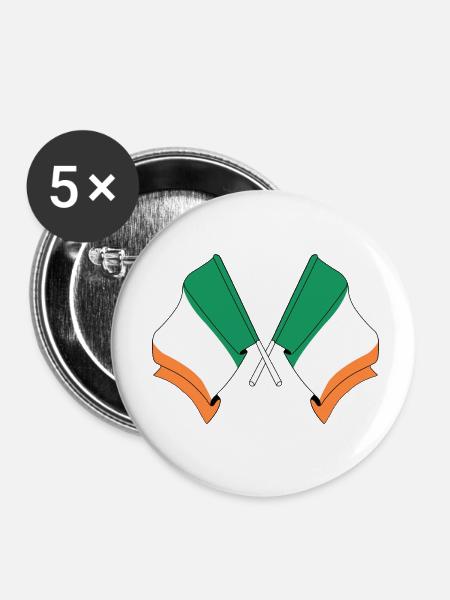 Gekreuzte Flaggen Irlands - Buttons klein 25 mm (5er Pack) - Weiß