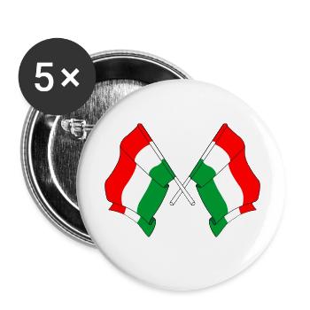 Two flags Hungary - Buttons small 1''/25 mm (5-pack) - white - Front