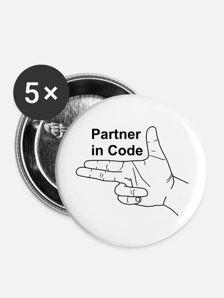 Partner in Code - Buttons klein 25 mm (5er Pack) - Weiß