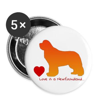 L’amour est un Terre-Neuve 018 - Lot de 5 petits badges (25 mm) - blanc - Devant