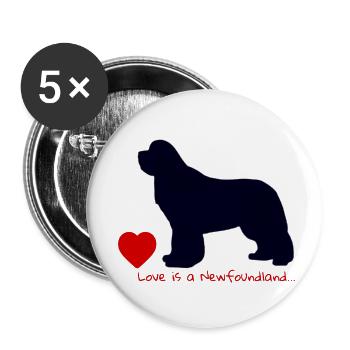 L’amour est un Terre-Neuve 017 - Lot de 5 petits badges (25 mm) - blanc - Devant