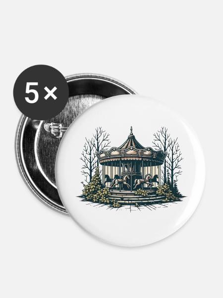 Verlassenes Kinderkarussell - Buttons klein 25 mm (5er Pack) - Weiß