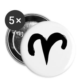 Sternzeichen Widder - Buttons klein 25 mm (5er Pack) - Weiß - Vorne