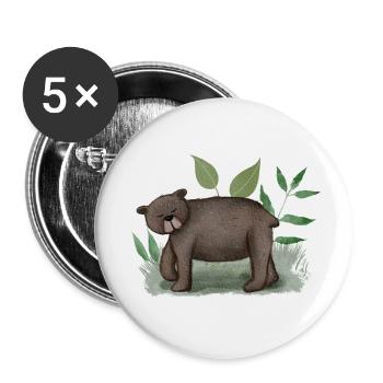 Süßer Bär (Teddybär) Kindermotiv Watercolor - Buttons klein 25 mm (5er Pack) - Weiß - Vorne