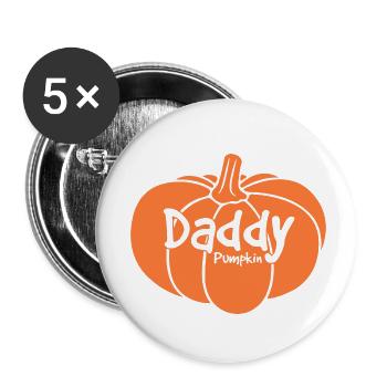 Papa Kürbis passend Familie Halloween - Buttons klein 25 mm (5er Pack) - Weiß - Vorne