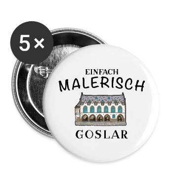 Goslar im Harz, Historisches Rathaus - Buttons klein 25 mm (5er Pack) - Weiß - Vorne
