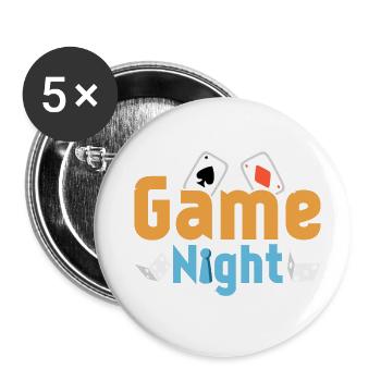 Game Night Nerd Gamer Tabletop Player - Buttons klein 25 mm (5er Pack) - Weiß - Vorne