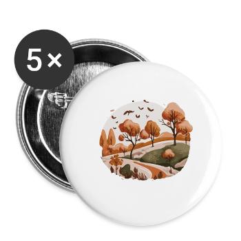 Paysage douillet (Collection d’automne #4) - Lot de 5 petits badges (25 mm) - blanc - Devant
