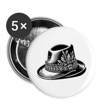 Trachtenhut | Traditionell Bayrisch - Buttons klein 25 mm (5er Pack) - Weiß - Vorne