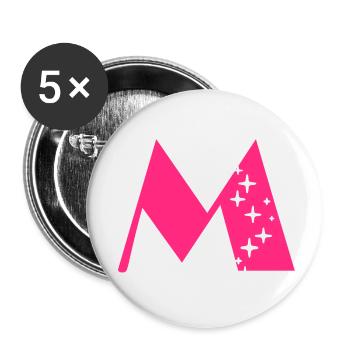 Letter M Glitter - Buttons small 1''/25 mm (5-pack) - white - Front