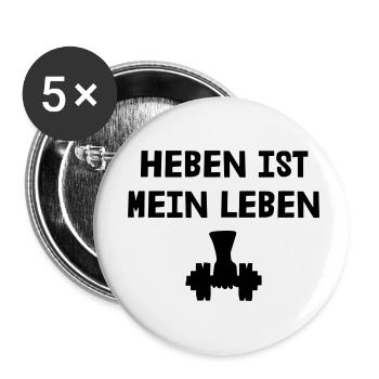 Heben ist mein Leben - Buttons klein 25 mm (5er Pack) - Weiß - Vorne