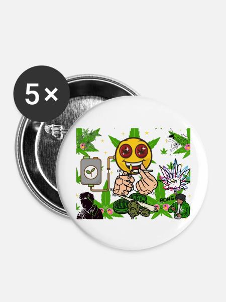 Weed Original - Buttons klein 25 mm (5er Pack) - Weiß