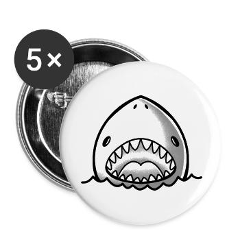 mignon visage de requin avec la bouche ouverte - Lot de 5 petits badges (25 mm) - blanc - Devant