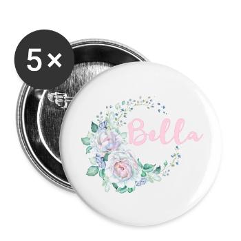Pour Bella - Lot de 5 petits badges (25 mm) - blanc - Devant