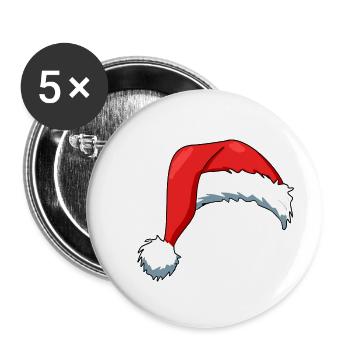 Chapeau de Père Noël - Lot de 5 petits badges (25 mm) - blanc - Devant