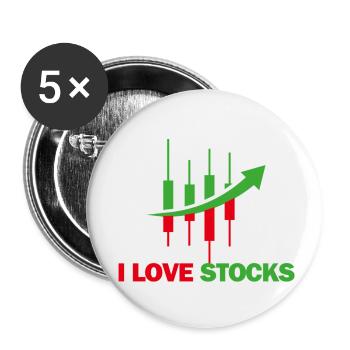 Love of stocks - Buttons small 1''/25 mm (5-pack) - white - Front