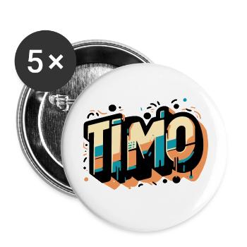 Timo Name Graffiti - Buttons klein 25 mm (5er Pack) - Weiß - Vorne